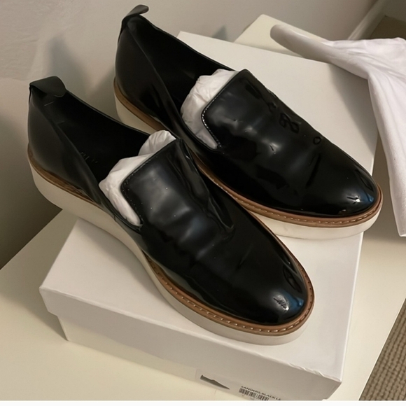 Vince Womens Patent Leather Platform Slip On Loafers Size 6 - Picture 3 of 7